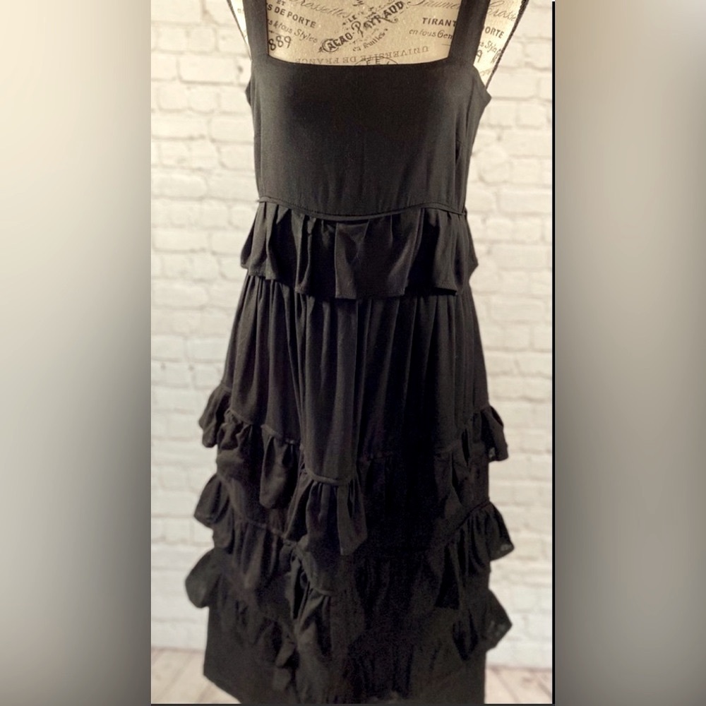 TACH Clothing NWT Black Fillipa Tiered Midi Dress, Small
